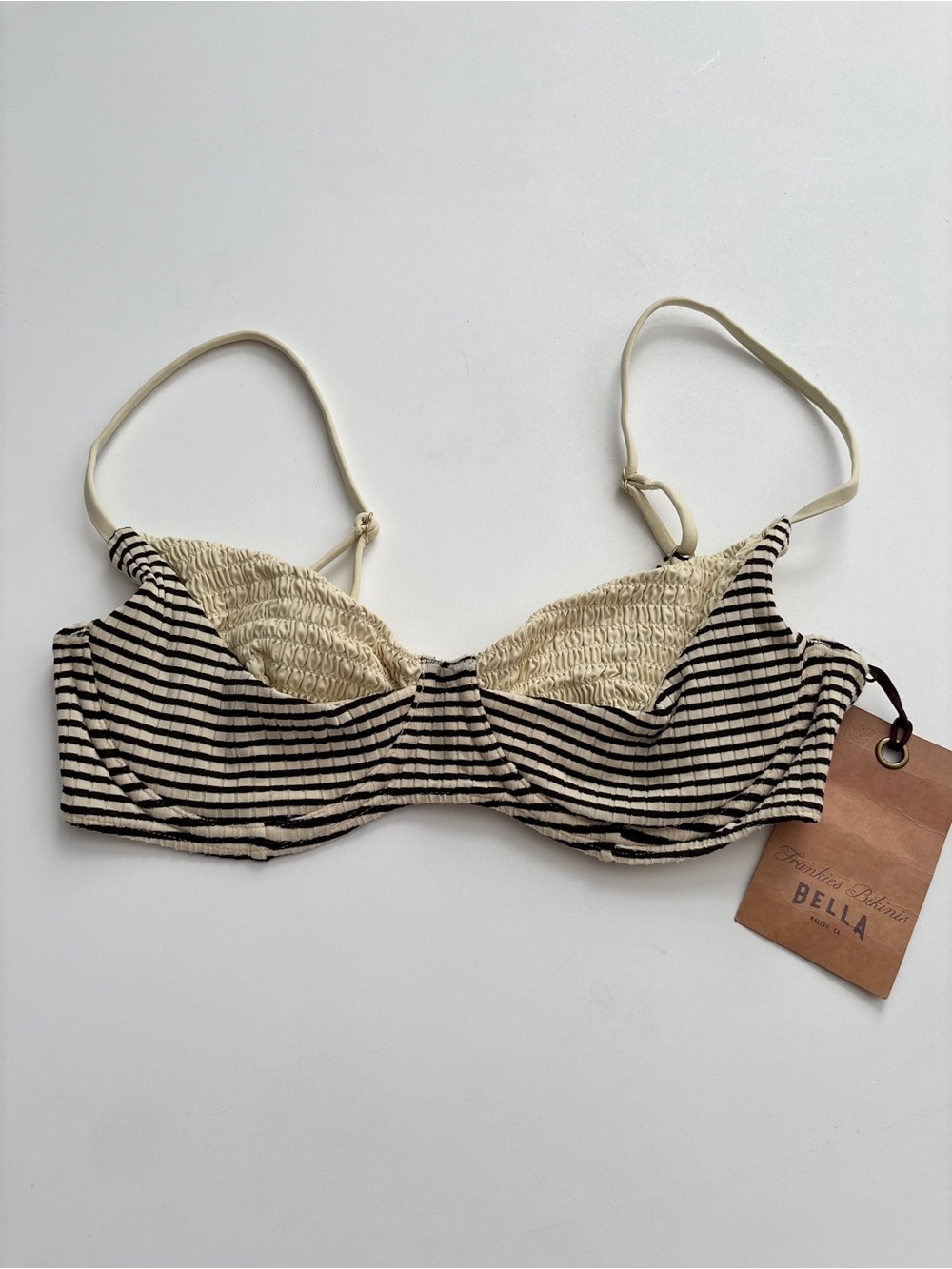 Frankies Bikinis x Bella Hadid Striped Underwire Jolene Swim Bikini Top Medium M